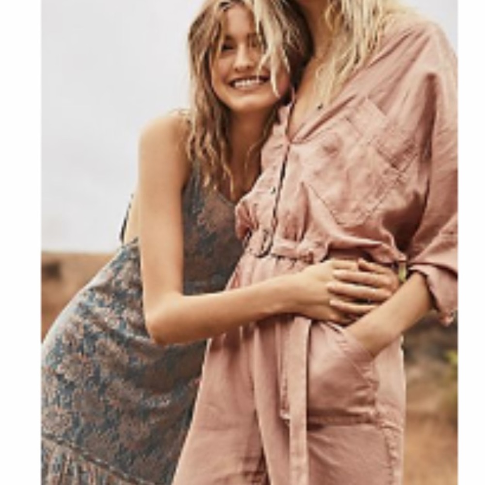Free people peach baggy romper